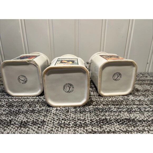 Lot 3 VTG CERAMIC KITCHEN CANISTER LID PEAR, GRAPES & PLUMS DESIGNPAC INC 4X6” - Picture 7 of 11